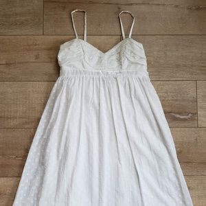 [Forever] White Cotton Sweetheart Mini Dress